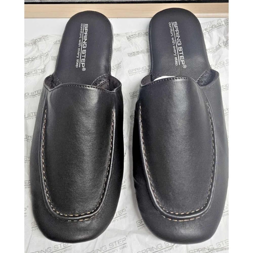 Spring Step‎ Men Nigel Leather Slipper Black Nubuck EU 46 / US 12-12.5 NEW